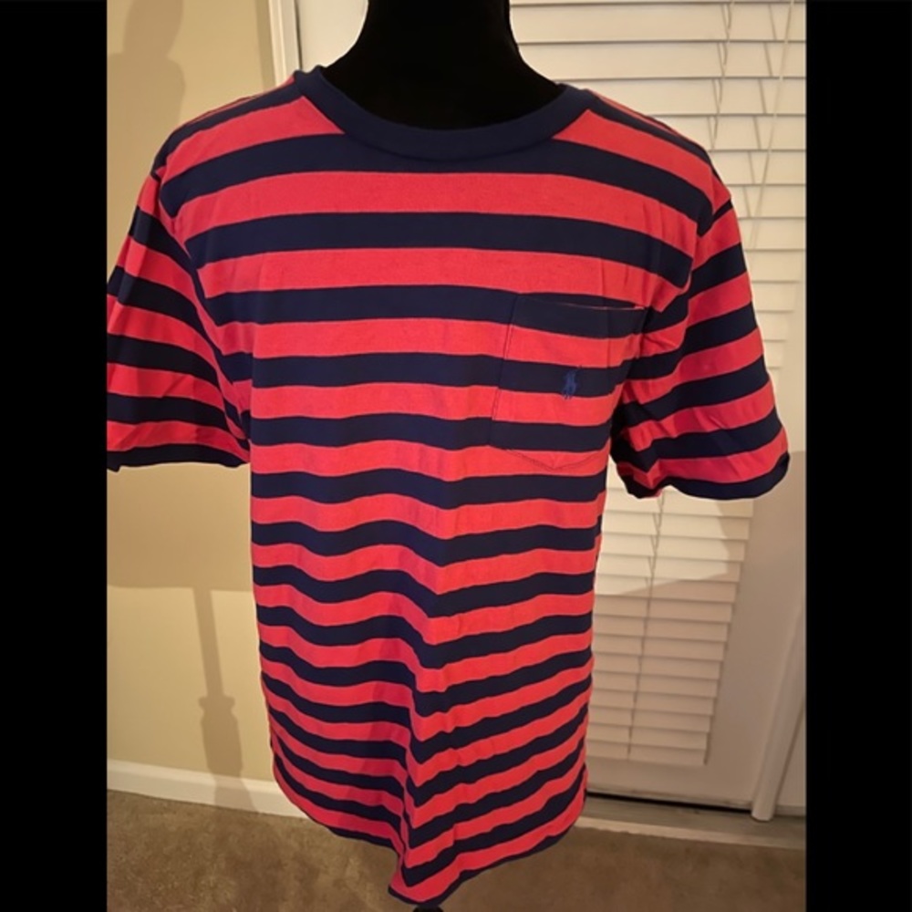 Boys striped red and navy t shirt